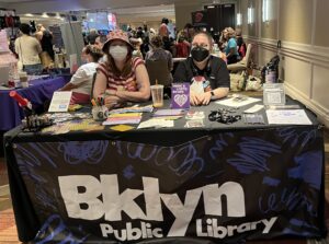 the table for the Brooklyn Public Library at FlameCon 2025