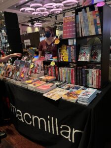 The book publisher Macmillan's booth at Flame Con 2024