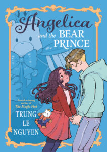 two teens look into each others' eyes on the cover of angelica and the bear prince 