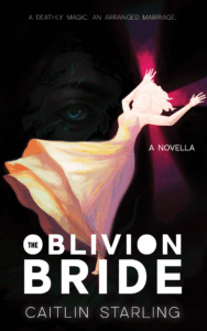 the cover of oblivion bride shows a falling figure in a bridal dress