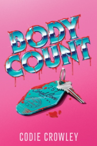 a hotel key is dipped in blood on the cover of Body Count by Codie Crowley
