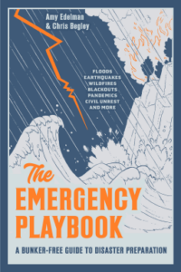 there is a storm at sea on the cover of the emergency playbook by amy edelman and chris begley