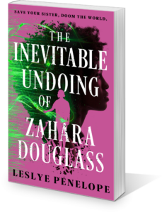 the cover of the inevitable undoing of zahara douglass by leslye penelope shows a person in silhoutte with the title in all caps